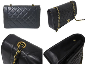 CHANEL シャネル マトラッセ25 ダイアナ ショルダーバッグ A01165 レザー ラムスキン 3番台 ゴールド金具 ブラック 美品 中古 4c073328