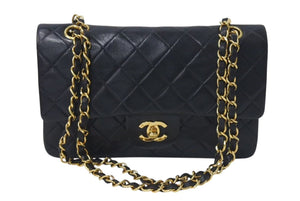 極美品 CHANEL シャネル マトラッセ23 Wフラップ チェーン ショルダーバッグ ラムスキン2番台 ブラック ゴールド金具 中古 4c073340