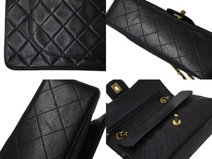 極美品 CHANEL シャネル マトラッセ23 Wフラップ チェーン ショルダーバッグ ラムスキン2番台 ブラック ゴールド金具 中古 4c073340