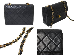 極美品 CHANEL シャネル 縦長 15cm ミニマトラッセ20 チェーンショルダーバッグ 1番台 ラムスキン ブラック ゴールド 中古 4c073341