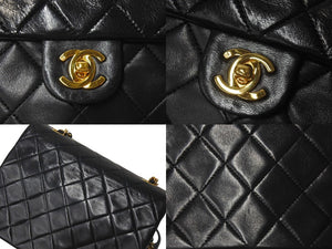 極美品 CHANEL シャネル 縦長 15cm ミニマトラッセ20 チェーンショルダーバッグ 1番台 ラムスキン ブラック ゴールド 中古 4c073341