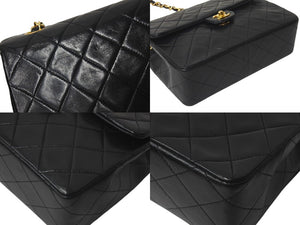極美品 CHANEL シャネル 縦長 15cm ミニマトラッセ20 チェーンショルダーバッグ 1番台 ラムスキン ブラック ゴールド 中古 4c073341