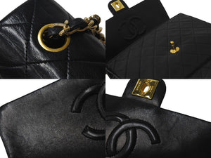 極美品 CHANEL シャネル 縦長 15cm ミニマトラッセ20 チェーンショルダーバッグ 1番台 ラムスキン ブラック ゴールド 中古 4c073341