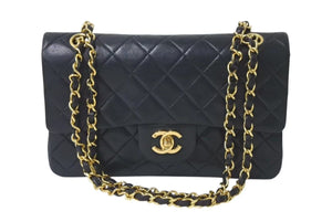 極美品 CHANEL シャネル マトラッセ23 Wフラップ チェーン ショルダーバッグ ラムスキン1番台 ブラック ゴールド金具 中古 4c073342