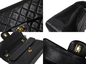 極美品 CHANEL シャネル マトラッセ23 Wフラップ チェーン ショルダーバッグ ラムスキン1番台 ブラック ゴールド金具 中古 4c073342