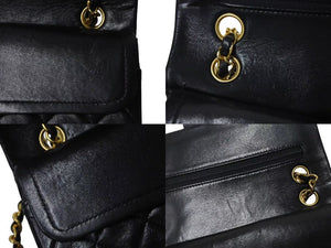 極美品 CHANEL シャネル マトラッセ23 Wフラップ チェーン ショルダーバッグ ラムスキン1番台 ブラック ゴールド金具 中古 4c073342