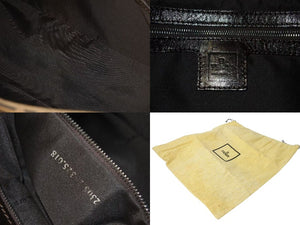 FENDI フェンディ ズッカ柄 マンマバケット ワンショルダーバッグ ブラウンロゴ コットンキャンバス レザー 美品 中古 4c073343 