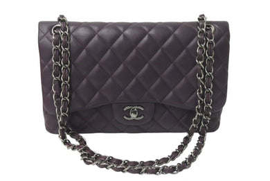 極美品 CHANEL シャネル マトラッセ30 Wフラップ チェーン ショルダーバッグ ラムスキン 15番台 パープル シルバー金具 美品 中古 4c073346