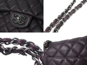 極美品 CHANEL シャネル マトラッセ30 Wフラップ チェーン ショルダーバッグ ラムスキン 15番台 パープル シルバー金具 美品 中古 4c073346