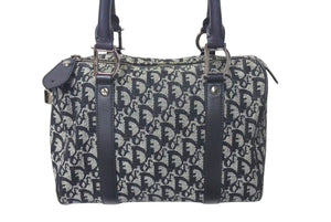 Christian Dior クリスチャンディオール トロッター 25cm ハンドバッグ BO A 0023 ブラック シルバー金具 美品 中古 4c073348