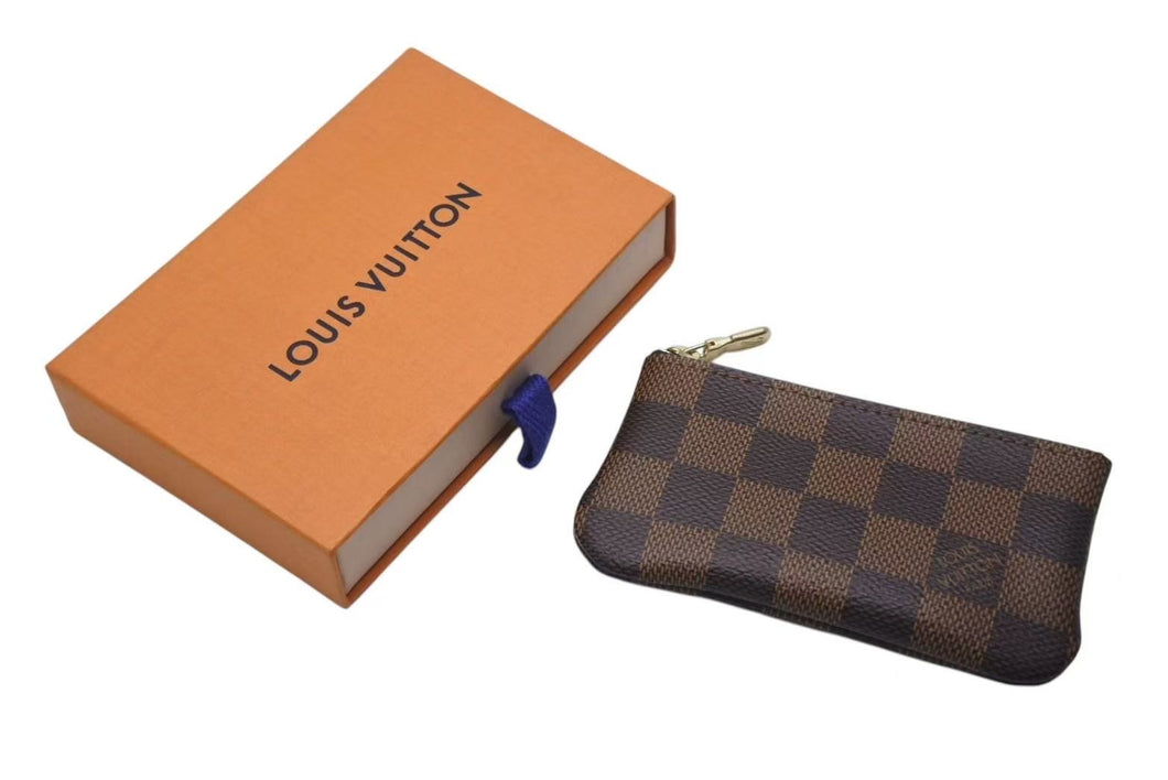 極美品 LOUIS VUITTON ルイヴィトン ポシェット クレ キー コインケース N62658 ダミエキャンバス ブラウン ゴールド 中古 4c073355