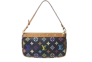 LOUIS VUITTON ルイヴィトン ポシェット アクセソワール アクセサリーポーチ M92648 モノグラムマルチ 村上隆 ブラック 美品 中古 4c073356