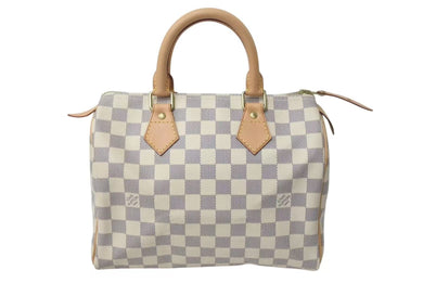 新品同様 LOUIS VUITTON ルイヴィトン スピーディ25 ハンドバッグ N41371 ダミエアズールキャンバス ホワイト ブラウン 中古 4c073357