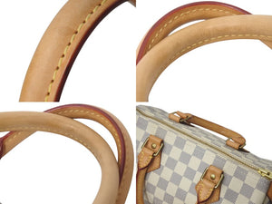 新品同様 LOUIS VUITTON ルイヴィトン スピーディ25 ハンドバッグ N41371 ダミエアズールキャンバス ホワイト ブラウン 中古 4c073358