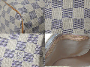 新品同様 LOUIS VUITTON ルイヴィトン スピーディ25 ハンドバッグ N41371 ダミエアズールキャンバス ホワイト ブラウン 中古 4c073358