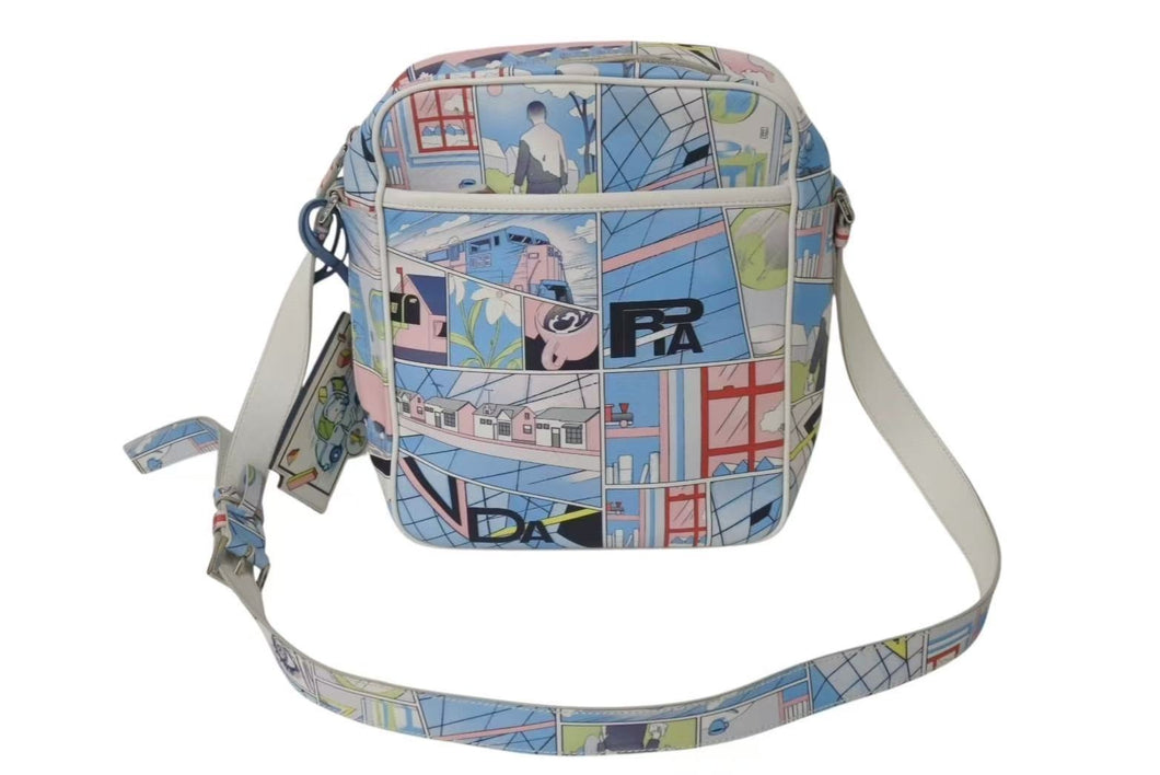 PRADA プラダショルダーバッグ 2VH031 コミックプリント マルチプリント 18SS マルチカラー レザー シルバー金具 美品 中古 4c073362 