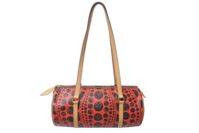 極美品 ルイヴィトン LOUIS VUITTON モノグラム パンプキンドット パピヨン ショルダー バッグ 赤 草間彌生 M40689 中古 4c073364