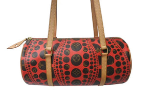 極美品 ルイヴィトン LOUIS VUITTON モノグラム パンプキンドット パピヨン ショルダー バッグ 赤 草間彌生 M40689 中古 4c073364