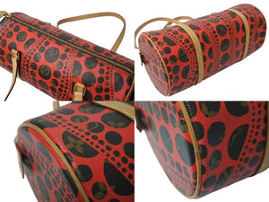 極美品 ルイヴィトン LOUIS VUITTON モノグラム パンプキンドット パピヨン ショルダー バッグ 赤 草間彌生 M40689 中古 4c073364