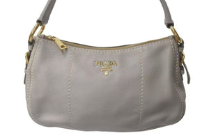 極美品 PRADA プラダ ワンショルダーバッグ ハンドバッグ BR4690 レザー グレー ゴールド金具 中古 4c073370 