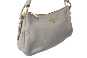 極美品 PRADA プラダ ワンショルダーバッグ ハンドバッグ BR4690 レザー グレー ゴールド金具 中古 4c073370 