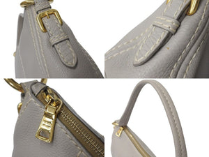 極美品 PRADA プラダ ワンショルダーバッグ ハンドバッグ BR4690 レザー グレー ゴールド金具 中古 4c073370 