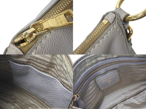 極美品 PRADA プラダ ワンショルダーバッグ ハンドバッグ BR4690 レザー グレー ゴールド金具 中古 4c073370 