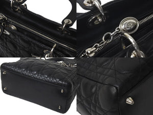 Christian Dior クリスチャンディオール レディディオール ミディアム 2WAY ハンドバッグ カナージュ ブラック シルバー 美品 中古 4c073371