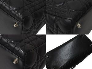 Christian Dior クリスチャンディオール レディディオール ミディアム 2WAY ハンドバッグ カナージュ ブラック シルバー 美品 中古 4c073371