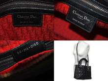 画像をギャラリービューアに読み込む, Christian Dior クリスチャンディオール レディディオール ミディアム 2WAY ハンドバッグ カナージュ ブラック シルバー 美品 中古 4c073371