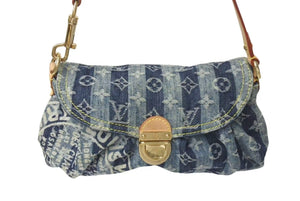 LOUIS VUITTON ルイヴィトン ミニプリーティ レイエ ショルダーバッグ M95333 モノグラムデニム ブルー 美品 中古 4c073374