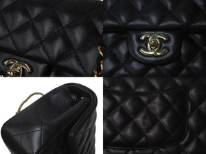 極美品 CHANEL シャネル 横長 20cm ショルダーバッグ ランダム番台 ミニマトラッセショルダーチェーン ブラック ラムスキン 中古 4c073376
