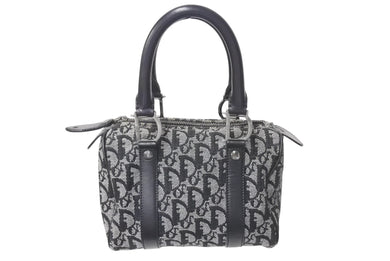 Christian Dior クリスチャンディオール トロッター 20cm ミニハンドバッグ PZ0022 イタリア製 ブラック シルバー金具 美品 中古 4c073379