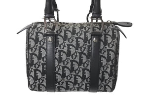 Christian Dior クリスチャンディオール トロッター 20cm ミニハンドバッグ PZ0022 イタリア製 ブラック シルバー金具 美品 中古 4c073379