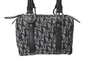 Christian Dior クリスチャンディオール トロッター 20cm ミニハンドバッグ PZ0022 イタリア製 ブラック シルバー金具 美品 中古 4c073379