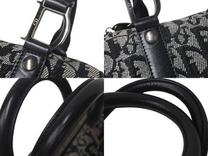 Christian Dior クリスチャンディオール トロッター 20cm ミニハンドバッグ PZ0022 イタリア製 ブラック シルバー金具 美品 中古 4c073379