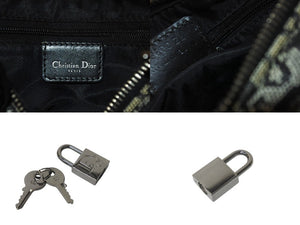 Christian Dior クリスチャンディオール トロッター 20cm ミニハンドバッグ PZ0022 イタリア製 ブラック シルバー金具 美品 中古 4c073379