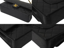 Load image into Gallery viewer, 極美品 新型 CHANEL シャネル マトラッセ25 Wフラップ Wチェーンショルダーバッグ ココマーク 6番台 ラムスキン ブラック ゴールド 中古 4c073380