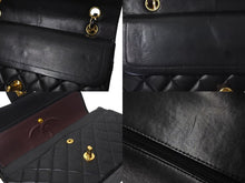 Load image into Gallery viewer, 極美品 新型 CHANEL シャネル マトラッセ25 Wフラップ Wチェーンショルダーバッグ ココマーク 6番台 ラムスキン ブラック ゴールド 中古 4c073380