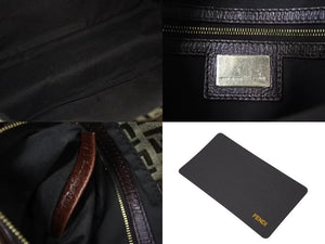 FENDI フェンディ ズッキーノ マンマバケット キャンバス レザー ワンショルダーバッグ ベージュ ブラウン ゴールド金具 8BR001 美品 中古 4c073382 