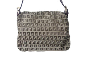 FENDI フェンディ ズッキーノ マンマバケット キャンバス レザー ワンショルダーバッグ ベージュ ブラウン ゴールド金具 8BR001 美品 中古 4c073382 