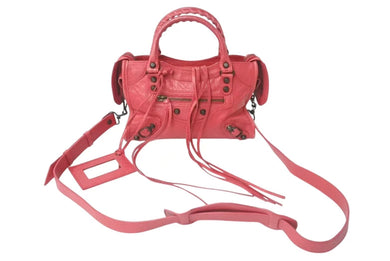 BALENCIAGA バレンシアガ クラシック ミニ シティ 2WAY ハンドバッグ レッド レザー 300295 ショルダーバッグ 美品 中古 4c073383