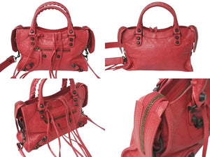 BALENCIAGA バレンシアガ クラシック ミニ シティ 2WAY ハンドバッグ レッド レザー 300295 ショルダーバッグ 美品 中古 4c073383