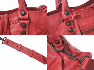 BALENCIAGA バレンシアガ クラシック ミニ シティ 2WAY ハンドバッグ レッド レザー 300295 ショルダーバッグ 美品 中古 4c073383