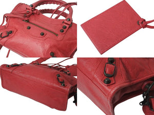 BALENCIAGA バレンシアガ クラシック ミニ シティ 2WAY ハンドバッグ レッド レザー 300295 ショルダーバッグ 美品 中古 4c073383