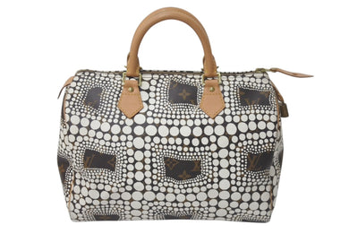 LOUIS VUITTON ルイヴィトン スピーディ ブロン 草間彌生 ハンドバッグ モノグラムタウン M40690 ブラウン ホワイト 美品 中古 4c073387