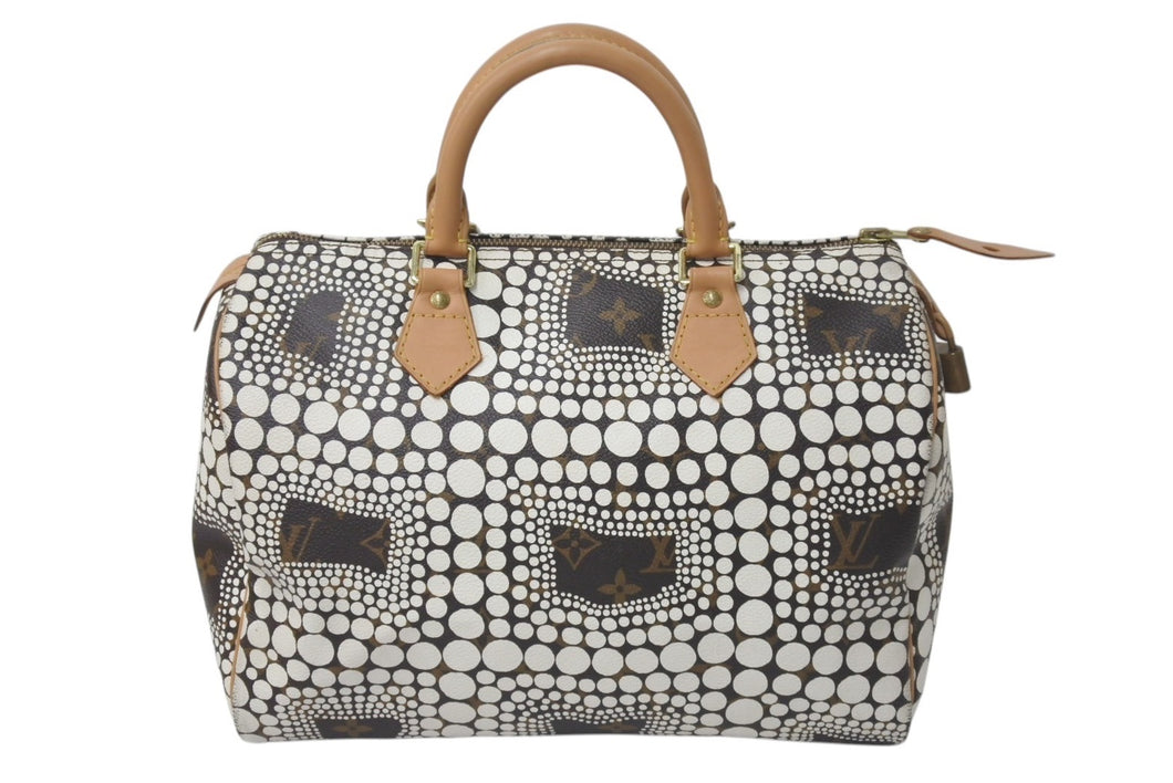 LOUIS VUITTON ルイヴィトン スピーディ ブロン 草間彌生 ハンドバッグ モノグラムタウン M40690 ブラウン ホワイト 美品 中古 4c073387