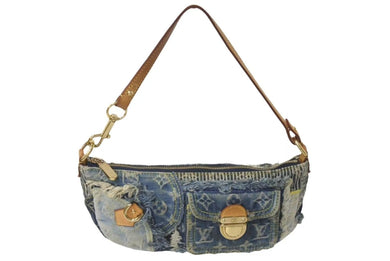 LOUISVUITTON ルイヴィトン パウチィ ワンショルダーバッグ M95382 パッチワーク モノグラムデニム ブルー 美品 中古 4c073389