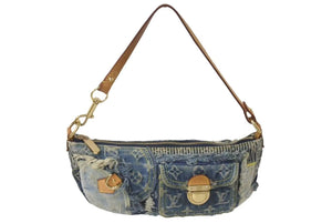 LOUISVUITTON ルイヴィトン パウチィ ワンショルダーバッグ M95382 パッチワーク モノグラムデニム ブルー 美品 中古 4c073389