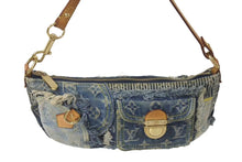 画像をギャラリービューアに読み込む, LOUISVUITTON ルイヴィトン パウチィ ワンショルダーバッグ M95382 パッチワーク モノグラムデニム ブルー 美品 中古 4c073389